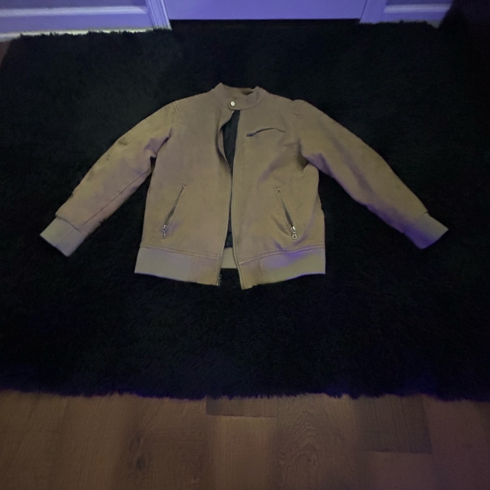 brown leather jacket zip up.